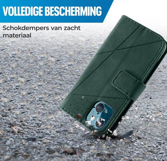 Étui adapté pour Samsung Galaxy A25 - Bookcase - Porte carte - Portefeuille - Motif - Simili cuir - Vert