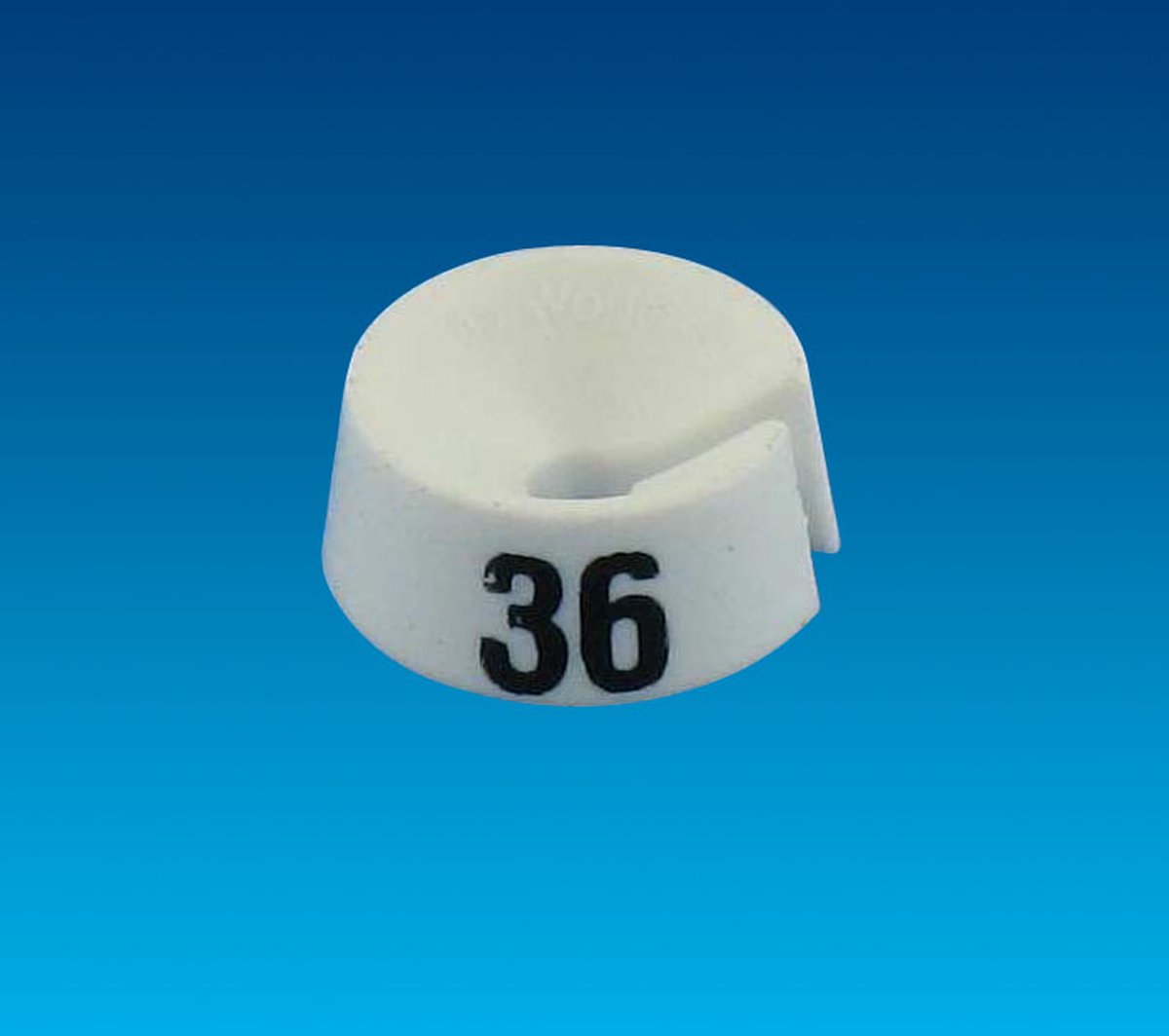 Maatdop / maataanduiding voor kledinghanger / kapstok MB2 wit/zwart 10 (25 stuks)