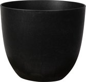 Pot de fleur/pot de plante plastique recyclé/poudre de pierre noire dia 28 cm et hauteur 24 cm pour usage intérieur/extérieur - Avec système de drainage