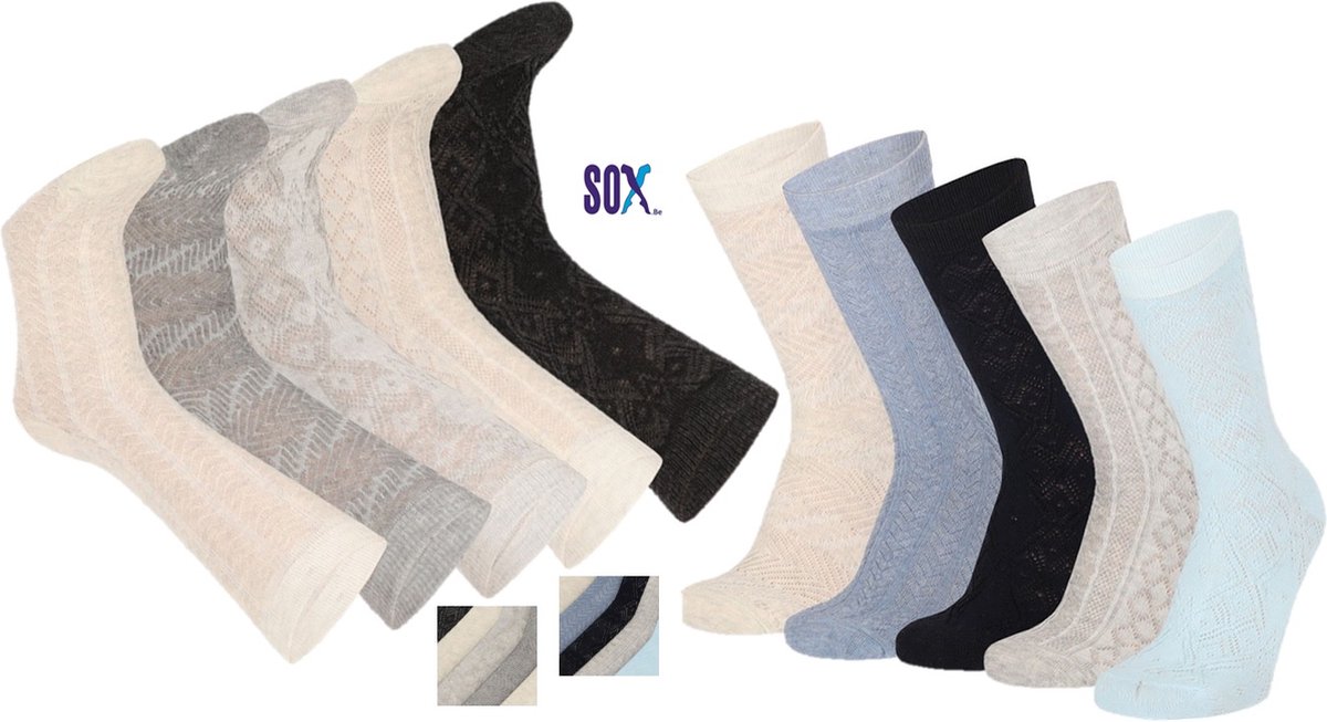CRAZY SOX 10 PACK Multipack Dames in effen kleuren en fantasie toon op toon 37/42 in 80% Katoen