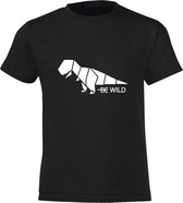 Be Friends T-Shirt - Be wild dino - Kinderen - Zwart - Maat 6 jaar