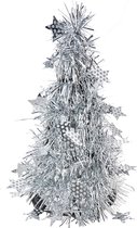 Clayre & Eef Décoration de Noël Sapin de Noël Ø 12x25 cm Couleur argent Plastique