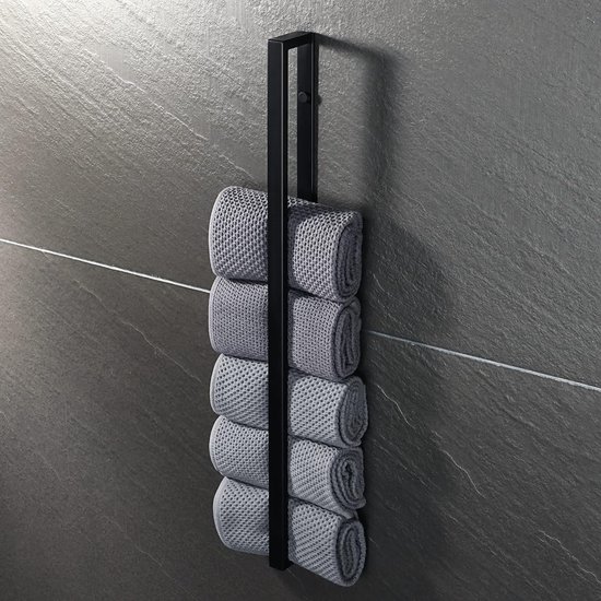 ML-Design handdoekhouder zonder boren 62 cm, zwart, gemaakt van staal, wandbevestiging