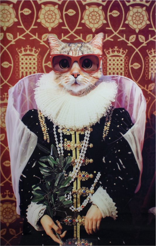 Schilderij tempered glass 'Fancy cat'