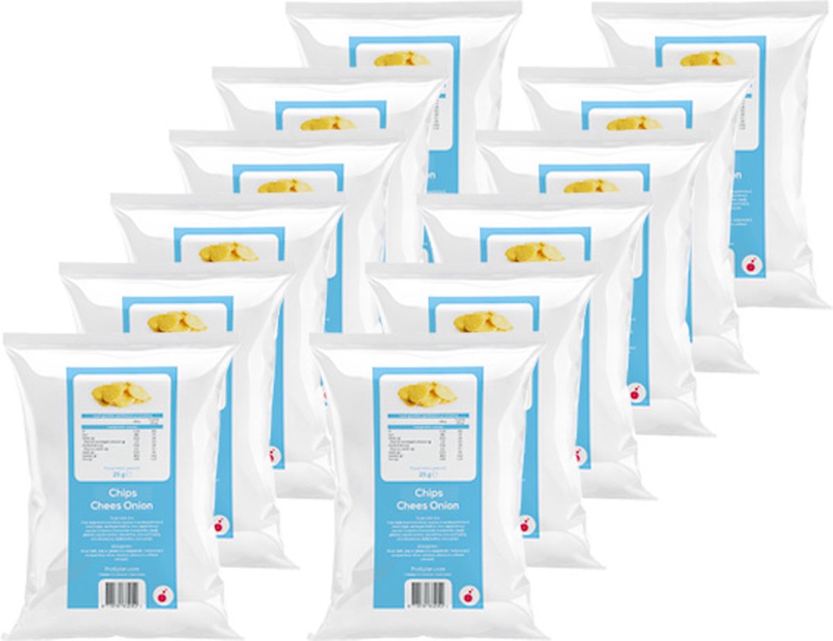 Goedkoopste Protiplan | Chips Cheese Onion | 12 stuks | 12 x 25 gram | Low carb snack | Snel afvallen zonder hongergevoel!