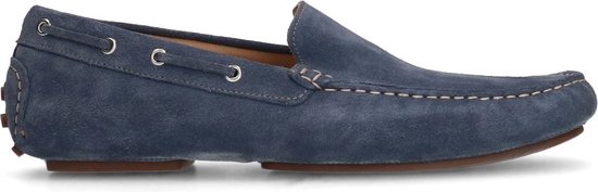 Manfield - Heren - Blauwe suède loafers - Maat 42