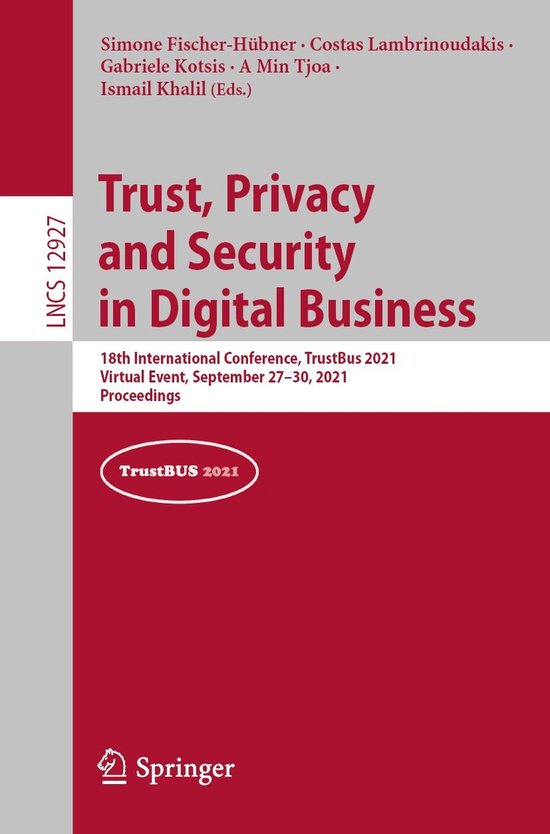 Springer Nature Proceedings Computer Science - Trust, Privac ... - cover