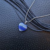 Edelsteen met zilveren ketting Lapis Lazuli hart hanger