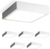 Set van 6 Carolina opbouwspots vierkant - 12 Watt 1160 Lumen - Wit - 4000K neutraal wit - LED downlight - IP20 stofdicht - 160mm