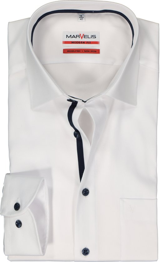 Chemise MARVELIS modern fit sergé blanc Sans repassage