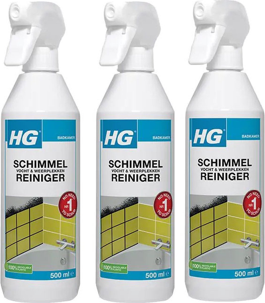 Goedkoopste HG Schimmelreiniger Vocht en weerplekkenreiniger - 3 stuks Gratis KD Huishoudspons