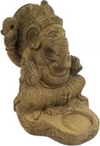 Ganesh-beeldje van steen met kandelaar, 23 cm