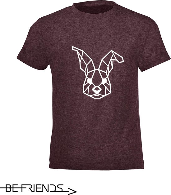 Be Friends T-Shirt - Konijn - Vrouwen - Bordeaux - Maat XL