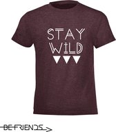 Be Friends T-Shirt - Stay wild - Kinderen - Bordeaux - Maat 10 jaar