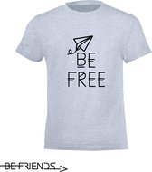 Be Friends T-Shirt - Be free - Kinderen - Licht blauw - Maat 6 jaar