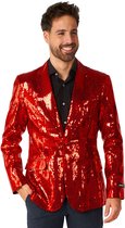 Suitmeister Sequins Rood - Heren Party Blazer - Glimmende Pailletten - Rood Carnavals Jasje - Maat XXL