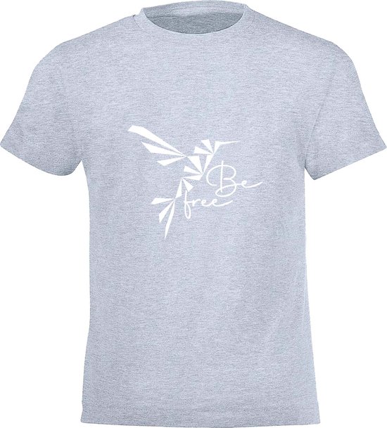 Be Friends T-Shirt - Be free Vogel - Kinderen - Licht blauw - Maat 8 jaar