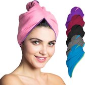 Haartulband, set van 2 microvezel, absorberend en sneldrogend, speciale tulband, handdoek en haarhanddoek (roze-paars)