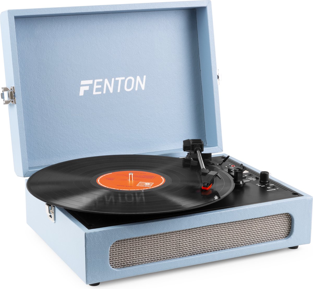 Retro Platenspeler Bluetooth in & out - Fenton RP118 - model 2023 - Geschikt voor alle platen - Ingebouwde speakers - Blauw
