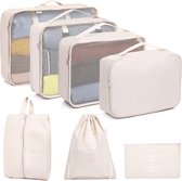 Koffer Organizer 7-delig, Packing Cubes, lichte bagage-organizer, waterdicht, ruimtebesparend, Travel Essentials (beige)