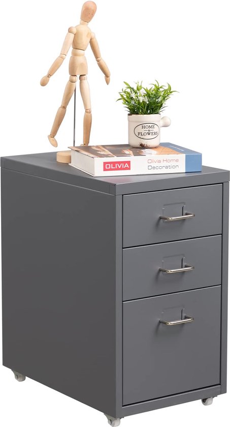 Liyu Armoire de bureau à domicile avec roues 2 tiroirs sous le bureau Classeur à