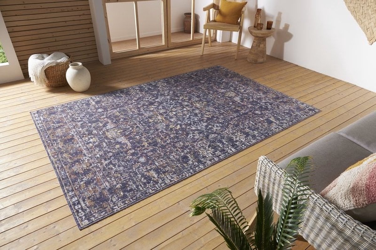Tapis lavable MIRO 51130.807 Cercles, cadre antidérapant - gris 160x220 cm