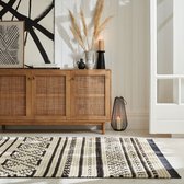 Flycarpets Berber Design Vloerkleed - Sabri - Laagpolig - Zwart / Wit - 160x230 cm