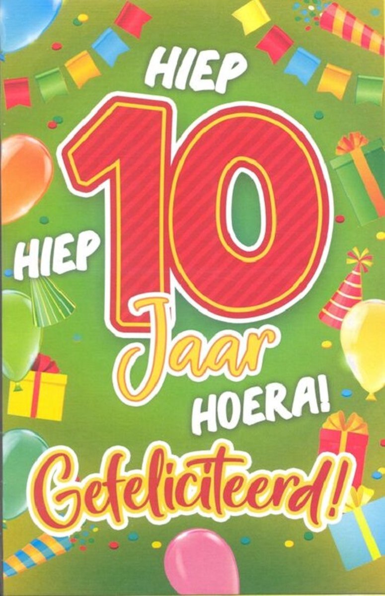 Wenskaart 10 Jaar Hoera Gefeliciteerd - Gratis verzonden