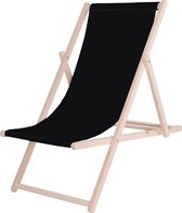 Springos Strandstoel - Verstelbaar - Beukenhout - Hangemaakt - Zwart