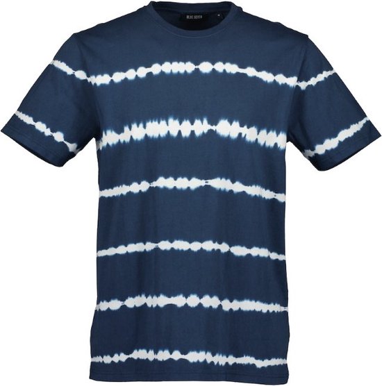 Blue Seven heren shirt - shirt korte mouwen - 302789 - navy wit streep - maat 3XL