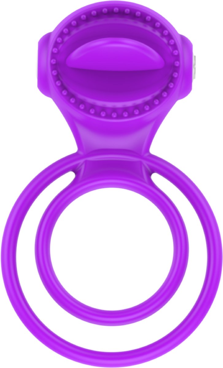 Goedkoopste Vibrerende dubbele cockring met tong - Paars