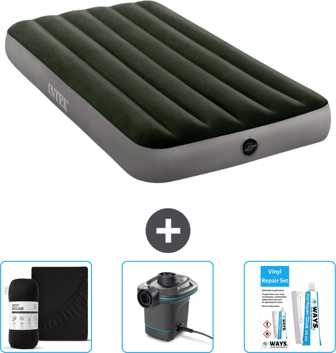 Intex Luchtbed - 1-Persoons - 99 x 191 x 25 cm - Groen - Inclusief Accessoires CB8