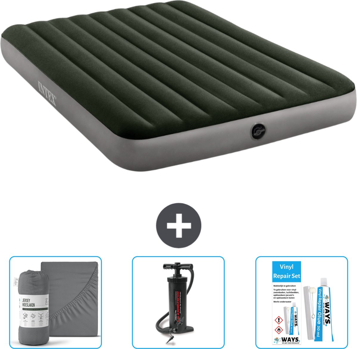 Intex Luchtbed - 2-Persoons - 152 x 203 x 25 cm - Groen - Inclusief Accessoires CB11