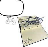 3-D Kaart- Fiets- Ketting met fietshanger-Verjaardagkaart- Charme Bijoux®