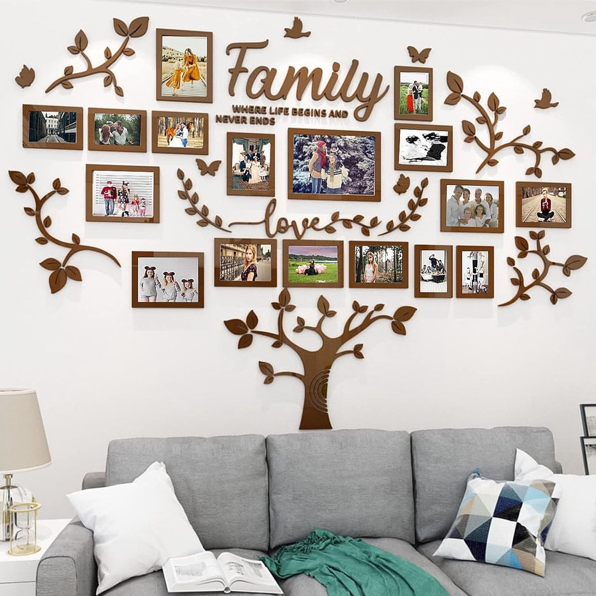 STICKER MURAL ARBRE Généalogique Décor Pour Amovible Cadre Photo EUR 20