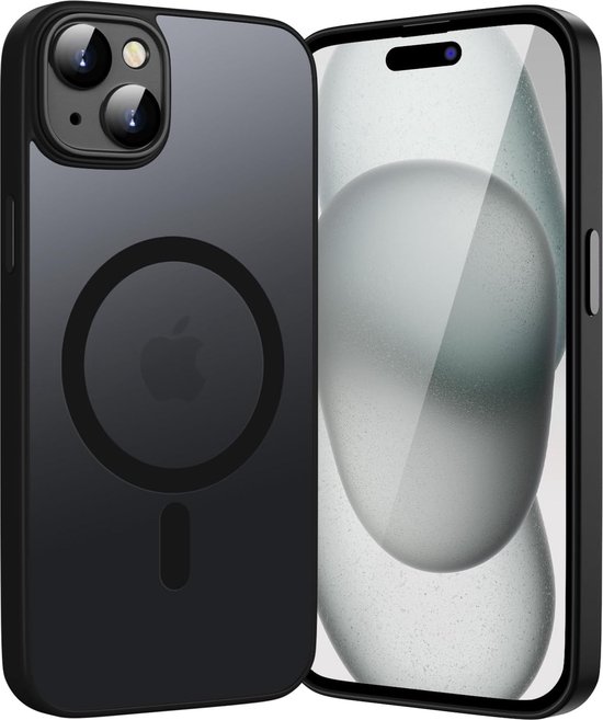 Casemania Hoesje Geschikt voor Apple iPhone 14 - Zwart - Matte Armor Back Cover - Geschikt voor MagSafe