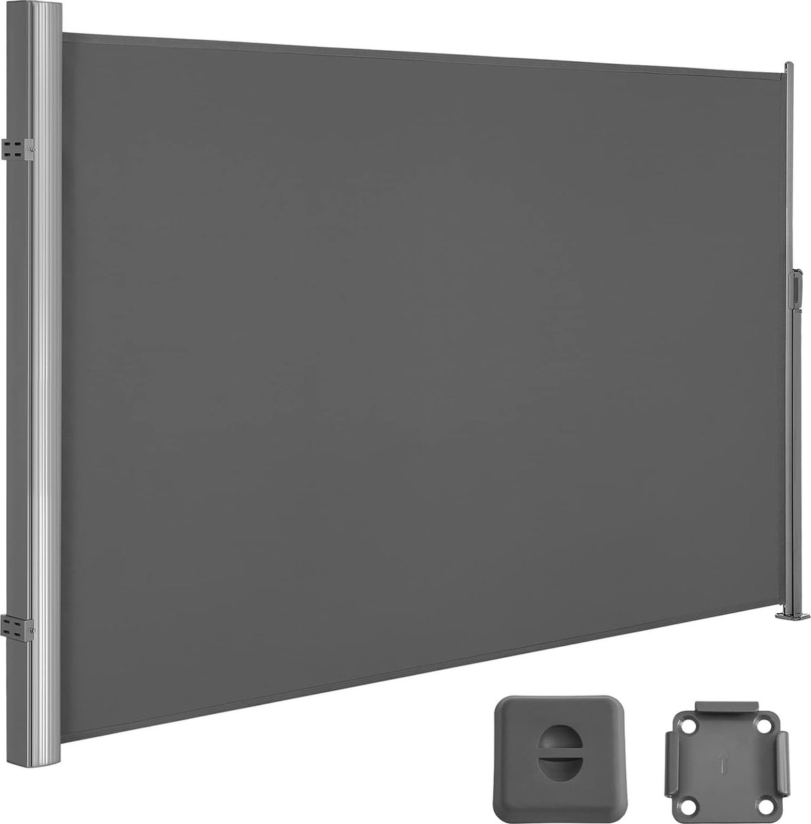 Unbranded aluminium zijluifel uitschuifbaar Zonnescherm inkijkbescherming zonwering ondoorzichtig zijzonwering voor balkon terras tuin antraciet 160 x 400 cm