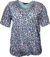 Pink Lady dames blouse - shirt dames - korte mouwen - N105 - lila print - maat M