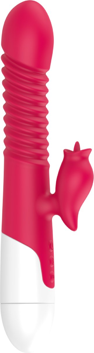 Goedkoopste Cupitoys® Stotende tarzan vibrator met tong - 2 in 1 - 42°C - 24,1cm - Rood - 15 standen - Vibrators voor vrouwen en mannen - Sex toys voor vrouwen en mannen