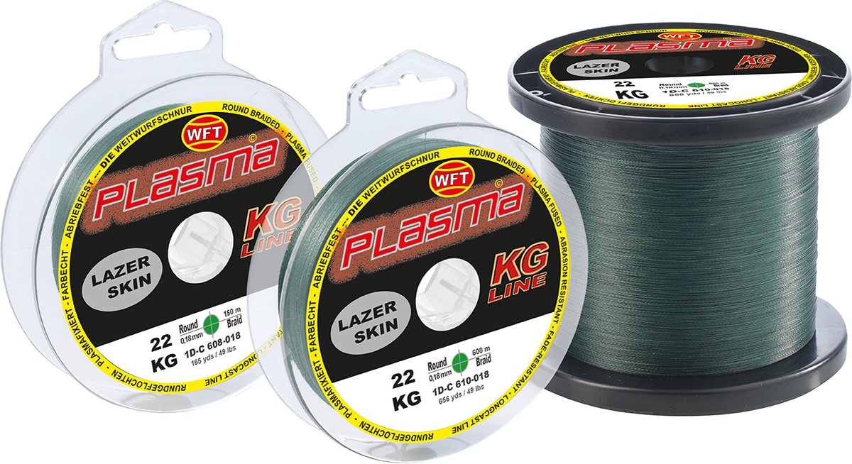 WFT Plasma Lazer Skin Green | Gevlochten lijn | 0.18 mm | 22 KG | 150 meter