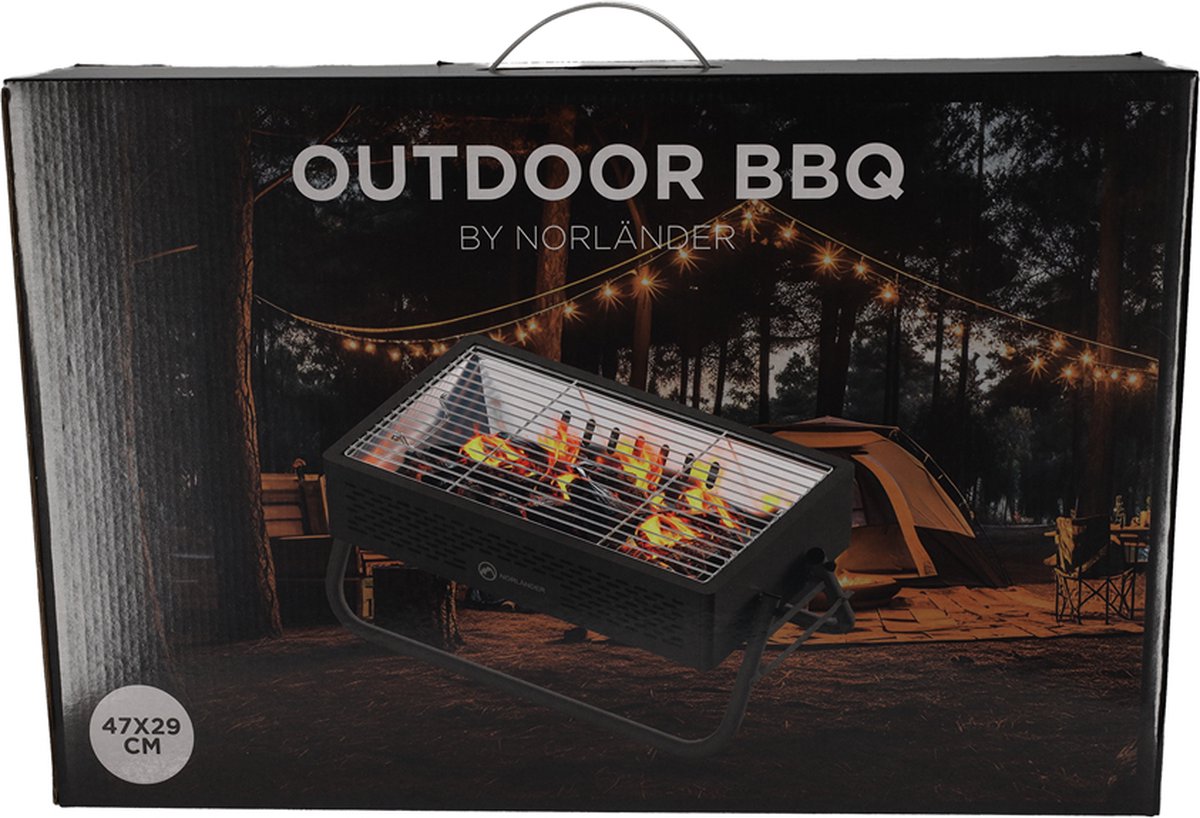 Norlander Outdoor BBQ met grill - 56 x 20 x 20 cm - Zwart
