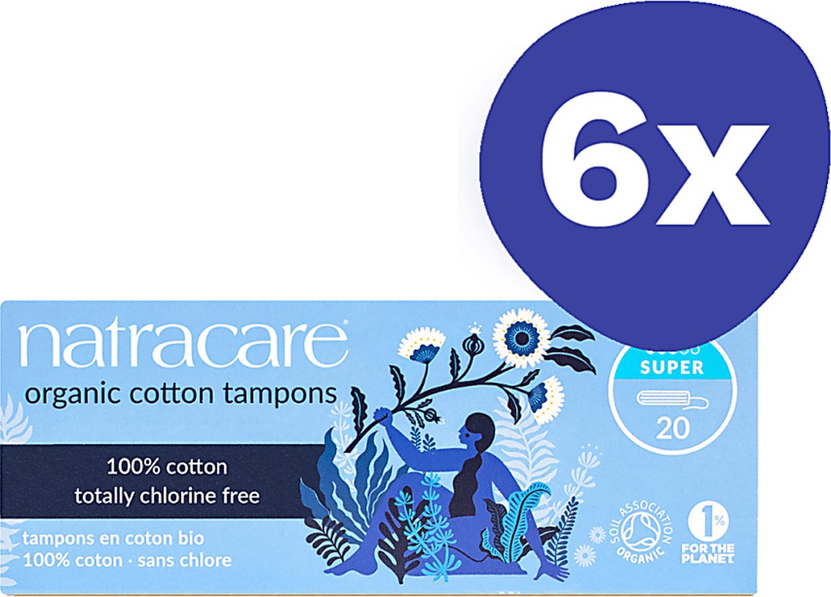 Goedkoopste Natracare Tampons van Biologisch Katoen - Super (6x 20 stuks
