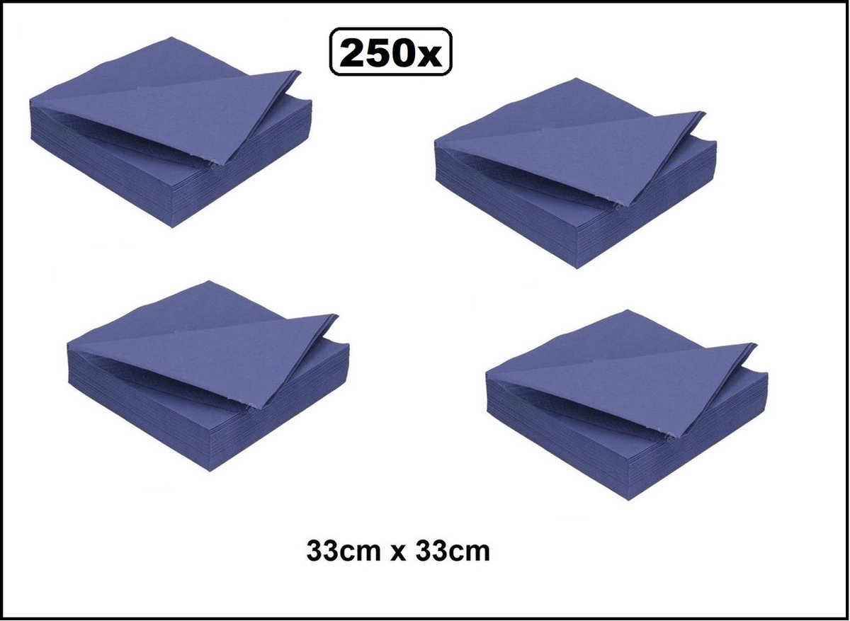 250x Servetten 33cm donker blauw - 2 laags - DiDi Tissue - servetten diner 100% biologisch afbreekbaar festival thema feest restaurant party