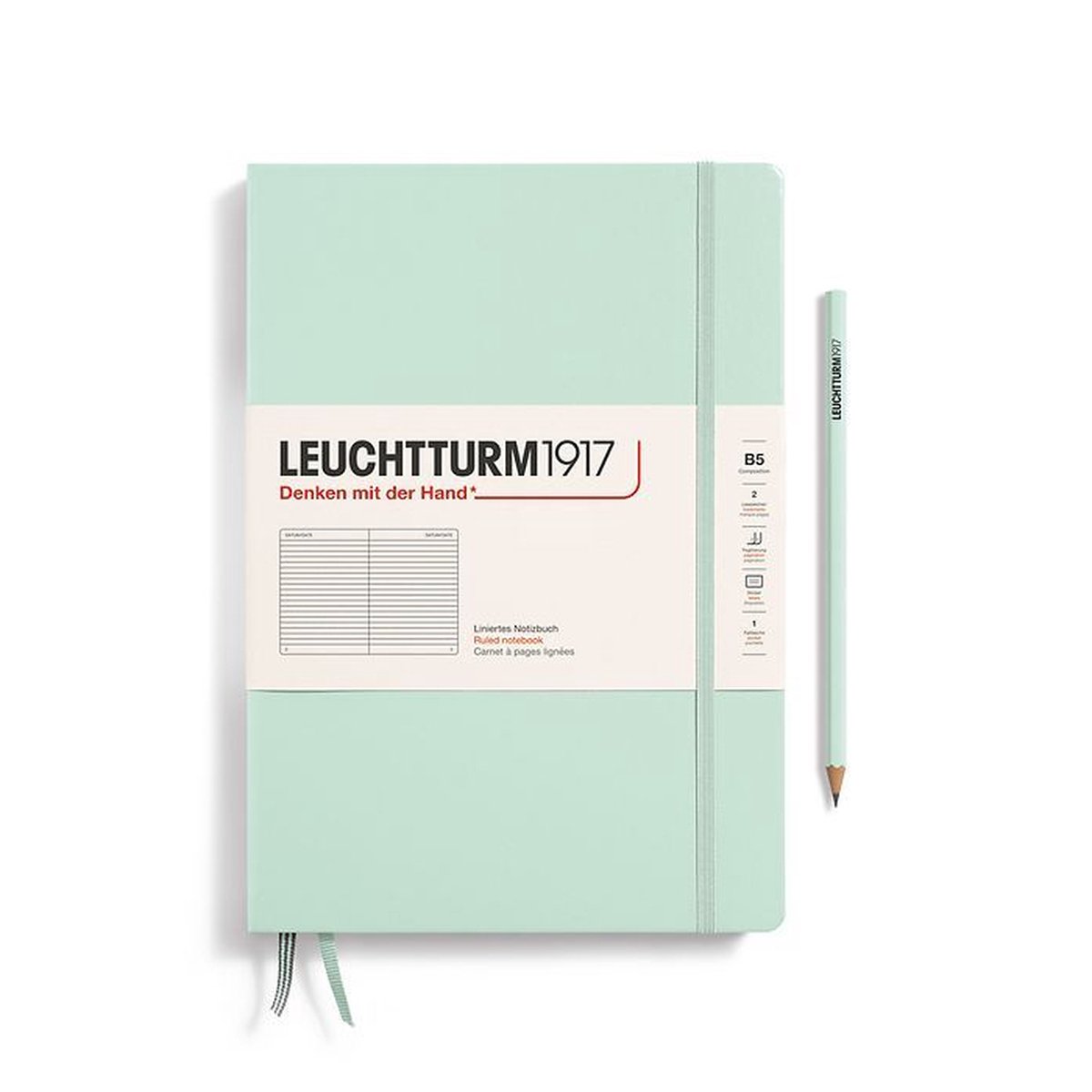 Leuchtturm notitieboek mint green lined composition hardcover b5 178x254mm