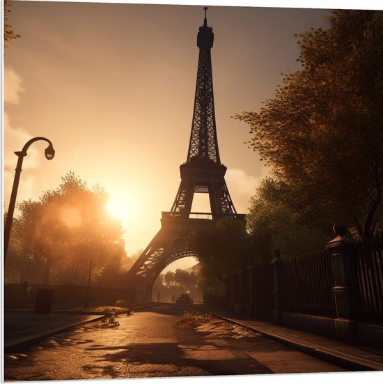 PVC Schuimplaat - Parijs - Eiffeltoren - Stad - Frankrijk - Gebouw - 80x80 cm Foto op PVC Schuimplaat (Met Ophangsysteem)