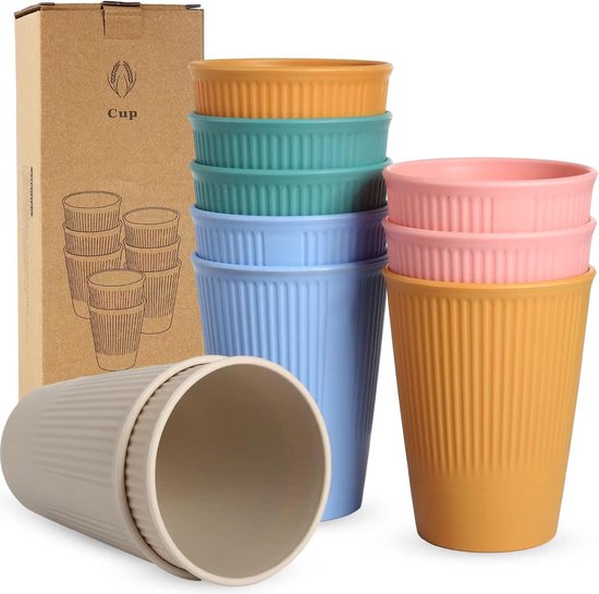 SOMLAW roestvrijstalen bekers - 500 ml herbruikbare metalen bekers - set van 8 stapelbare drinkglazen - voor camping, wandelen, buiten, binnenactiviteiten - voor volwassenen, kinderen, peuters