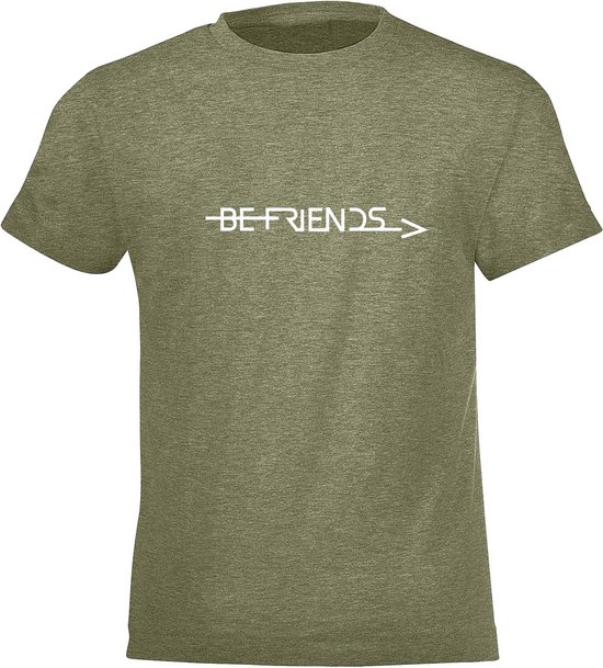 Be Friends T-Shirt - Be Friends - Kinderen - Kaki - Maat 12 jaar