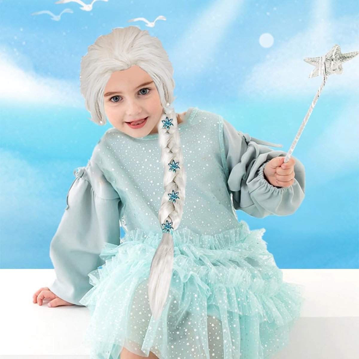 2 Bandeaux Tressés Raiponce - Perruque Princesse Enfant - Rose Et Bleu - Pour Déguisement