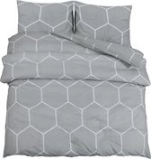 vidaXL - Dekbedovertrekset - 155x220 - cm - katoen - grijs