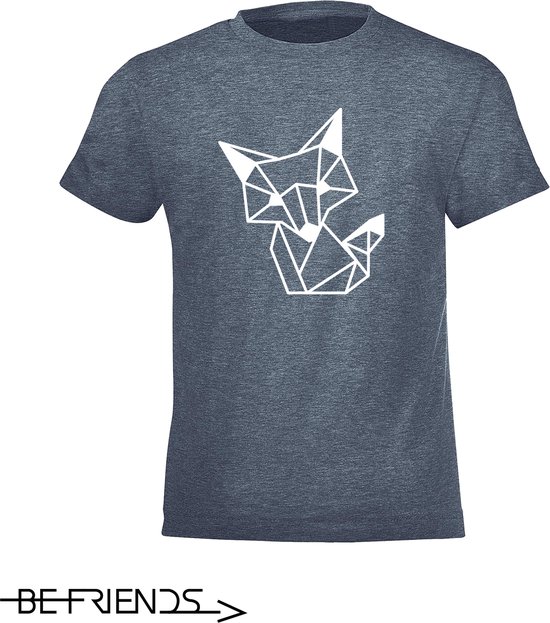 Be Friends T-Shirt - Vos - Kinderen - Donker blauw - Maat 5-6 jaar